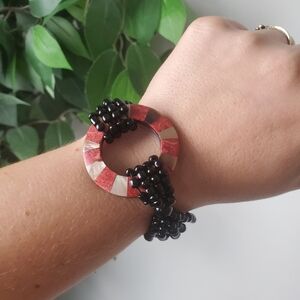 Red and Black Beaded Bracelet Elegant 3 For $30